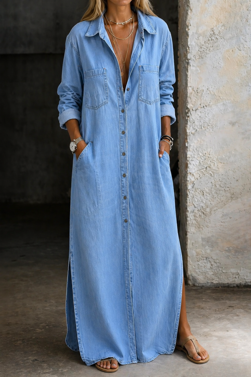 Delana | Button-Through Denim Dress