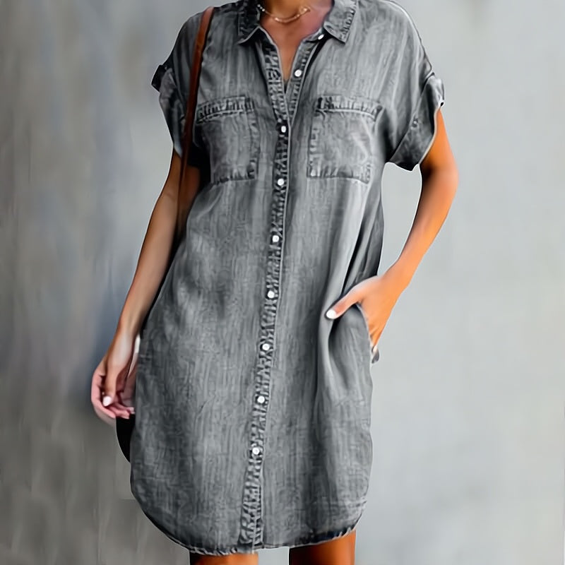 Elenka | Button-Through Denim Dress