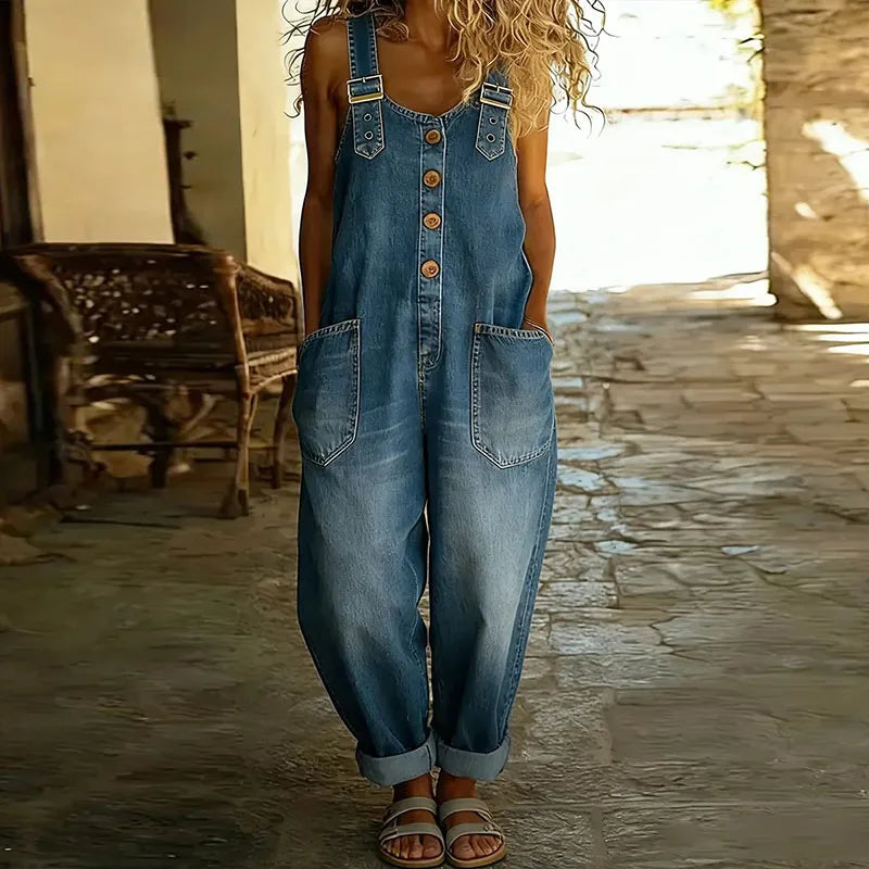 Mae | Vintage Cotton Denim Overall with Adjustable Straps