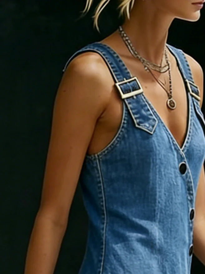 Vera | Long Button-Through Denim Dress