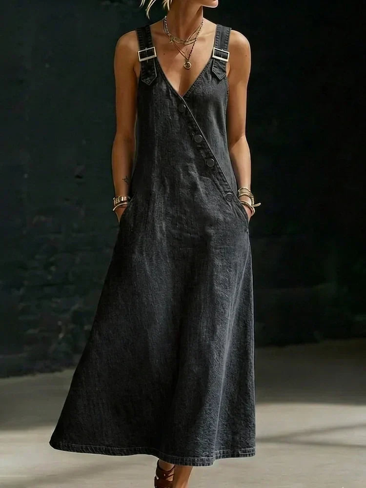 Vera | Long Button-Through Denim Dress