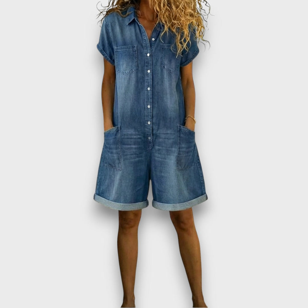 Joan | Short Vintage Denim-Look Overall