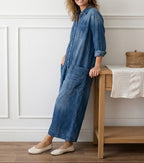 Diana | Vintage Washed Button-Through Denim Dress