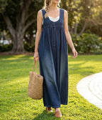 Karen | Vintage Washed Soft Denim Maxi Dress
