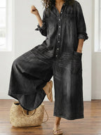 Diana | Vintage Washed Button-Through Denim Dress