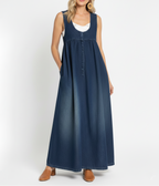 Karen | Vintage Washed Soft Denim Maxi Dress