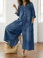 Diana | Vintage Washed Button-Through Denim Dress