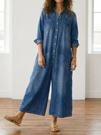 Diana | Vintage Washed Button-Through Denim Dress