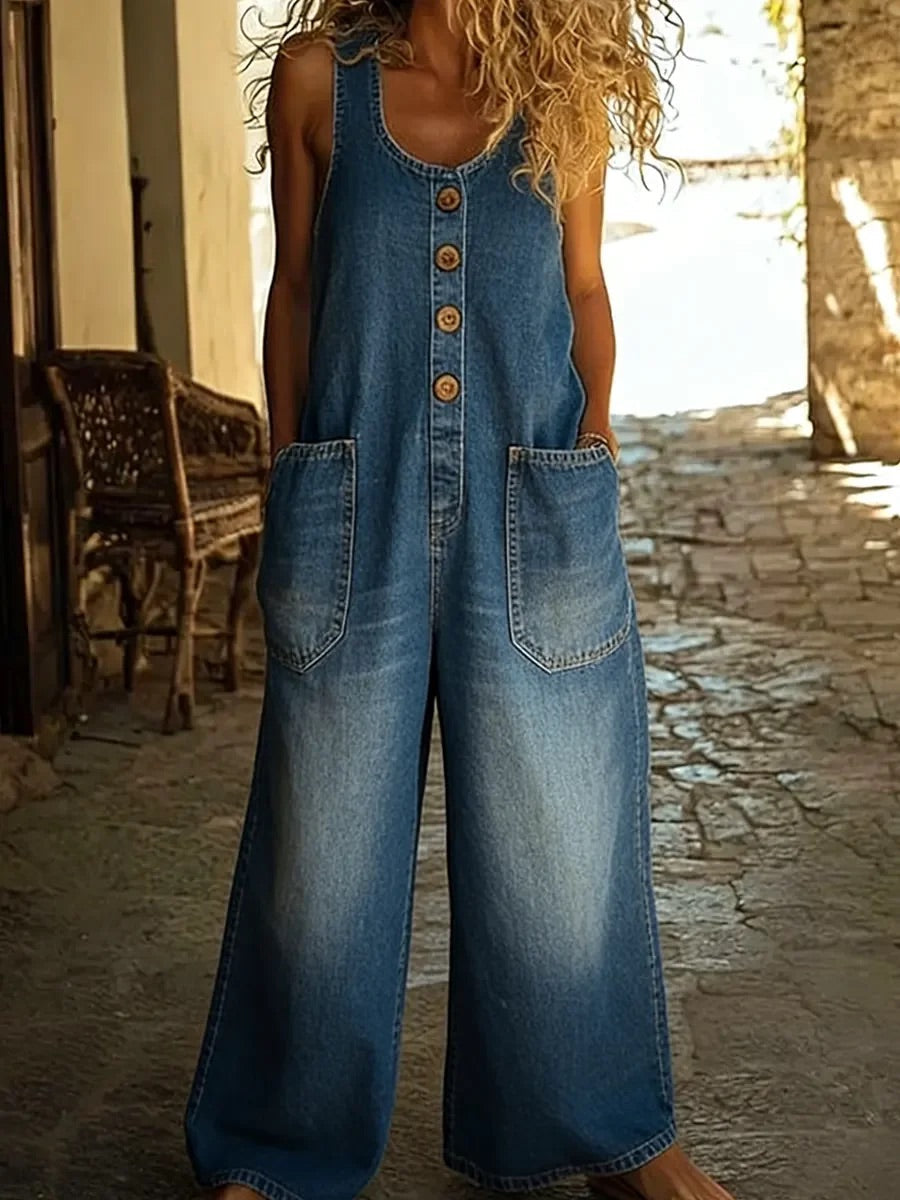 Ruth | Vintage Wide-Leg Soft Cotton Denim Pants
